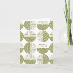 Labyrinth Circle Pattern Note Card - Green