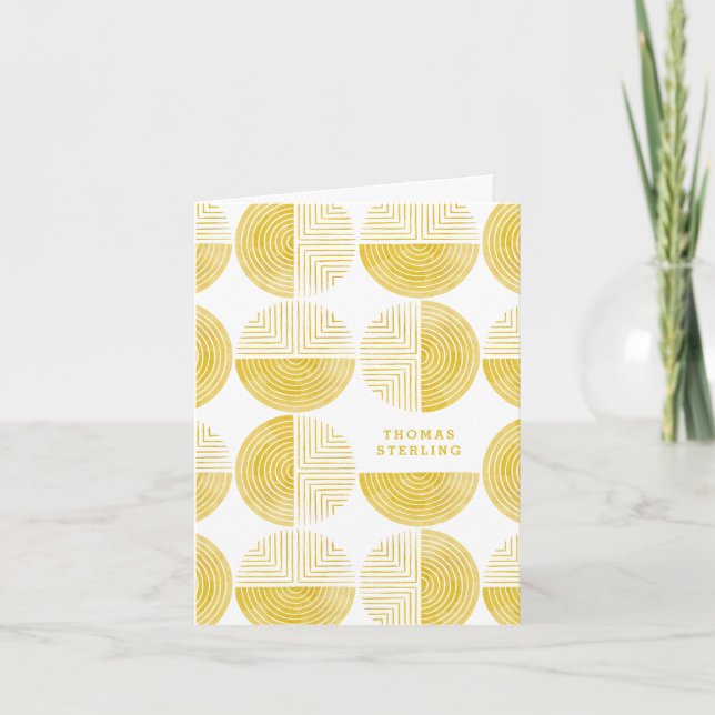 Labyrinth Circle Pattern Note Card - Yellow (Front)