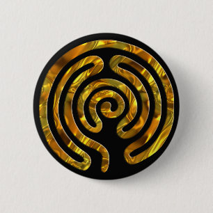 Labyrinth GOLD   black 6 Cm Round Badge
