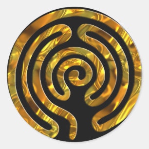 Labyrinth GOLD   black Classic Round Sticker