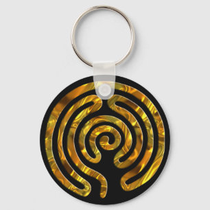 Labyrinth GOLD black Key Ring