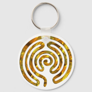 Labyrinth GOLD make your own background Key Ring