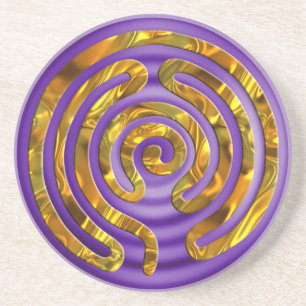 Labyrinth GOLD violet ripples Coaster