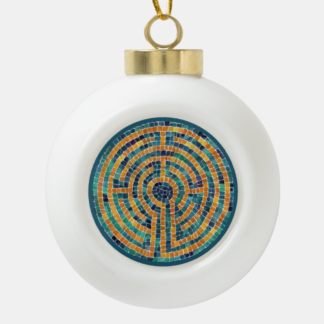 LABYRINTH II Ceramic Ball Ornament (Front)