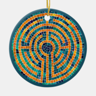 LABYRINTH II Ceramic Circle Ornament