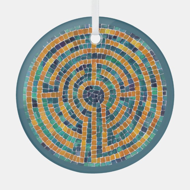 LABYRINTH II Glass Circle Ornament (Front)