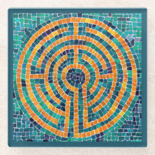 LABYRINTH II Glass Coaster - Green