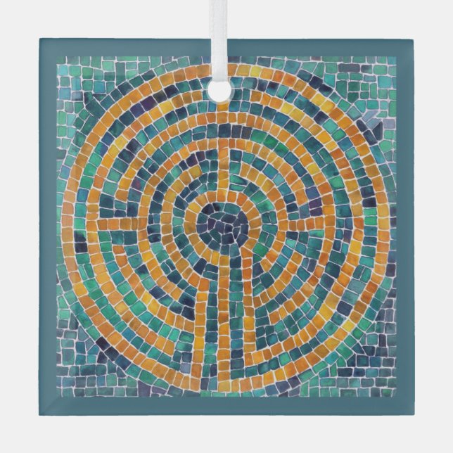 LABYRINTH II Glass Square Ornament (Front)
