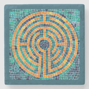 LABYRINTH II Marble Stone Coaster - Green