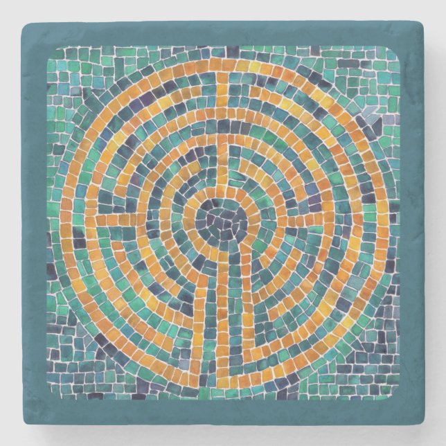 LABYRINTH II Marble Stone Coaster - Green (Front)