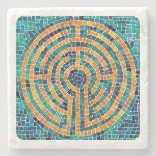LABYRINTH II Marble Stone Coaster - White