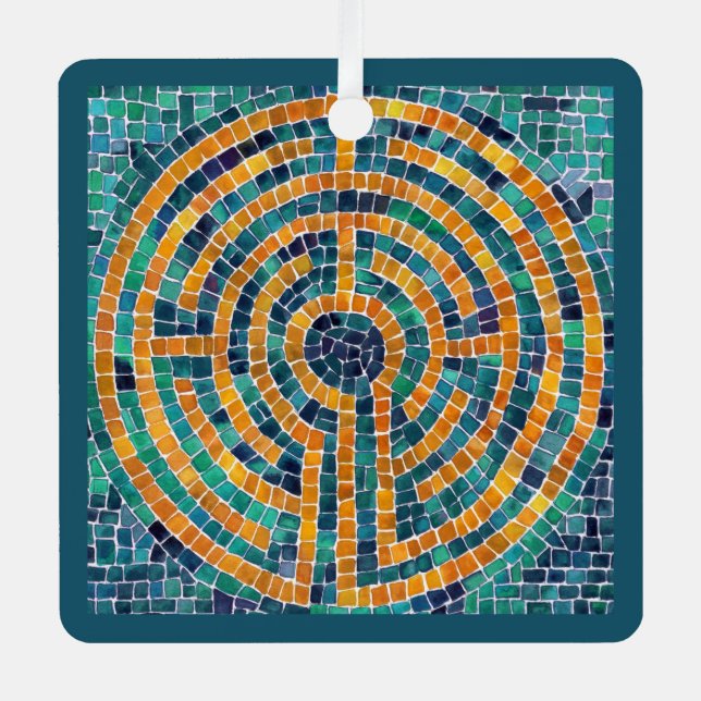 LABYRINTH II Metal Square Ornament (Front)