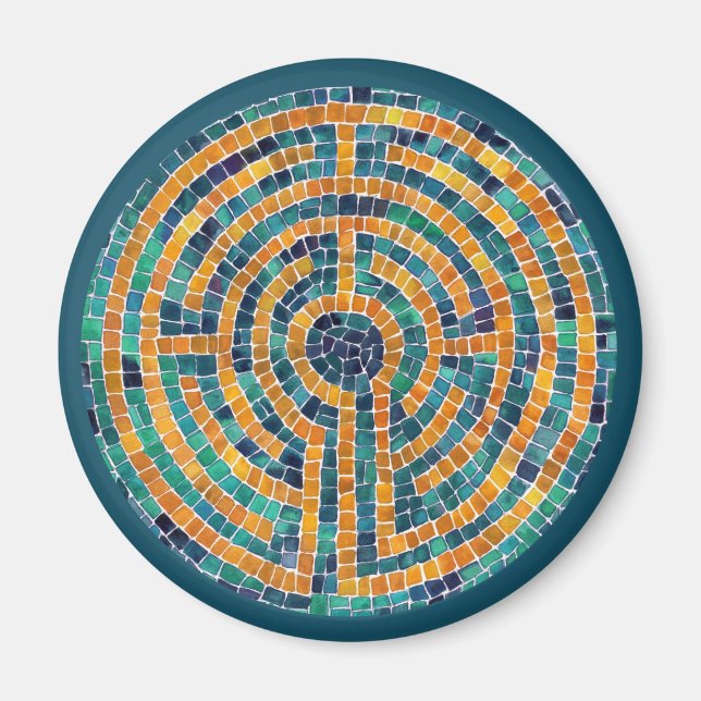 LABYRINTH II Round Magnet - Green (Front)