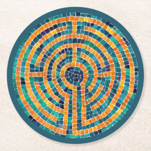 LABYRINTH II Round Paper Coasters - Green