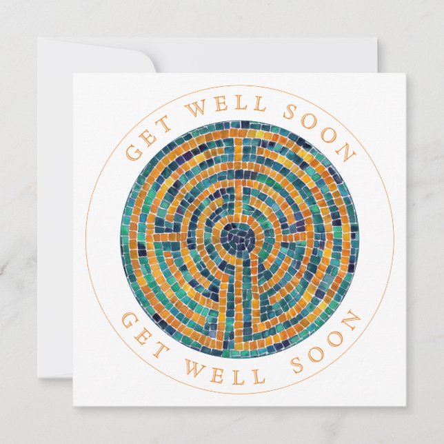 LABYRINTH II Square Flat Get Well Card (Front)