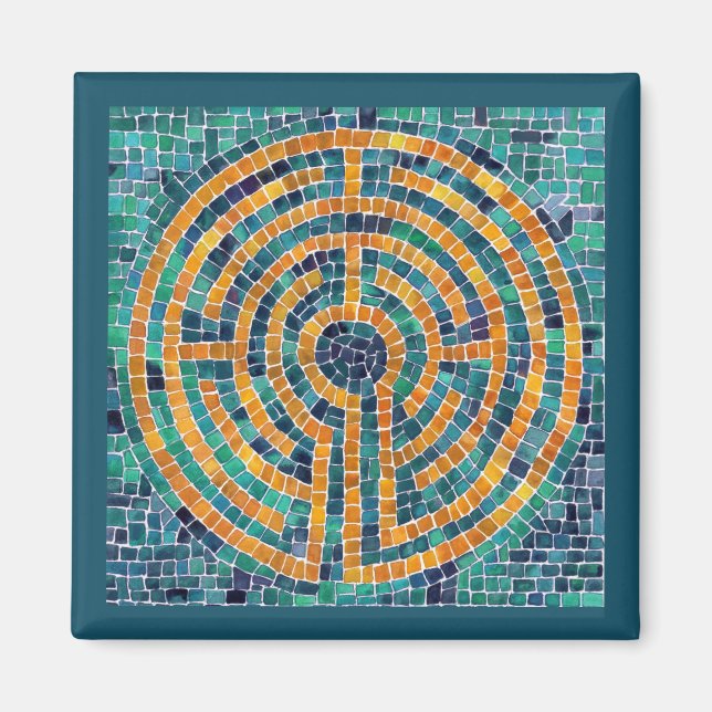 LABYRINTH II Square Magnet - Green (Front)