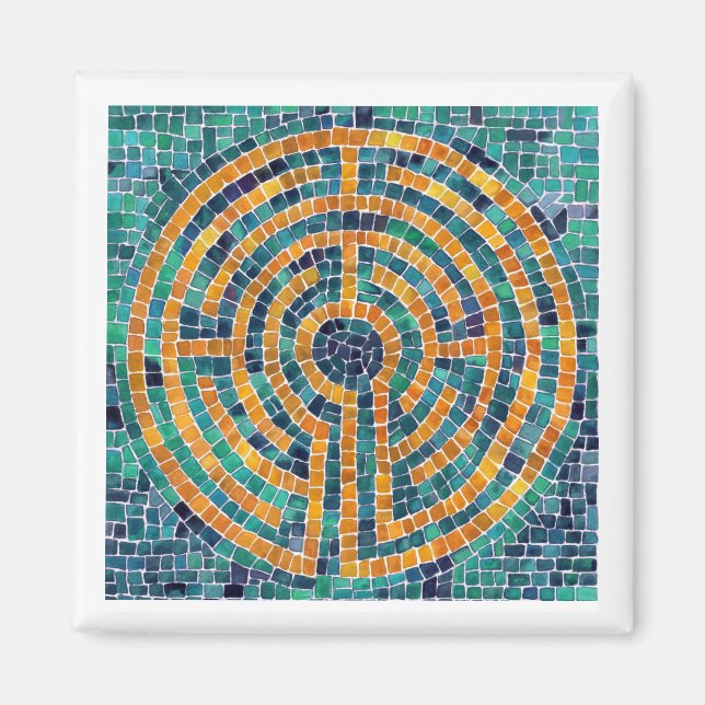 LABYRINTH II Square Magnet - White (Front)