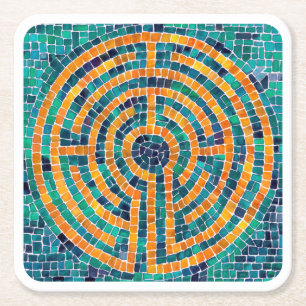 LABYRINTH II Square Paper Coasters - White