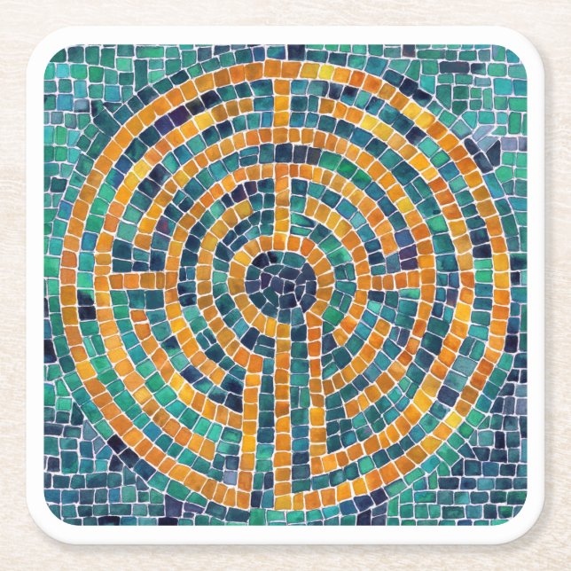 LABYRINTH II Square Paper Coasters - White (Front)