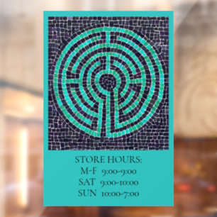 LABYRINTH III 12x18 Window Cling +Text - Turquoise