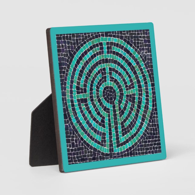 LABYRINTH III 5.25 Square Plaque - Turquoise (Front)