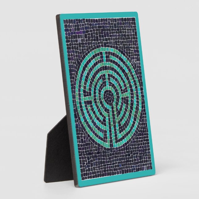 LABYRINTH III 5x7 Plaque with Easel - Turquoise (Side)