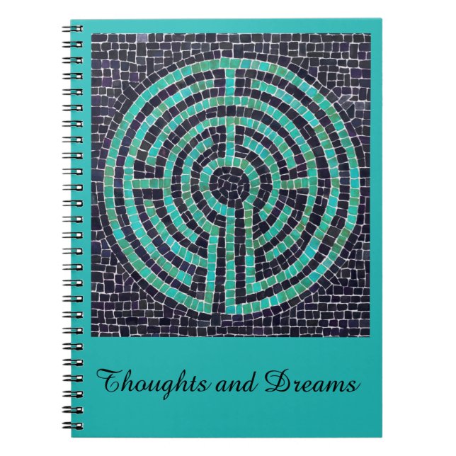 LABYRINTH III 6.5x8.75 Notebook + Text Turquoise (Front)