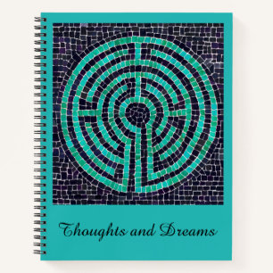 LABYRINTH III 8.5x11 Notebook + Text Turquoise