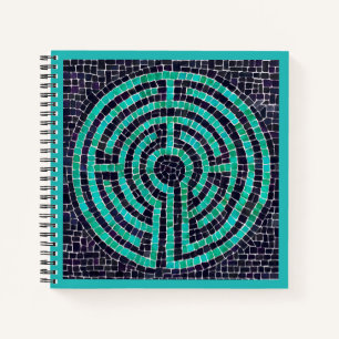 LABYRINTH III 8.5x8.5 Spiral Notebook - Turquoise