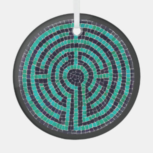 LABYRINTH III Glass Circle Ornament