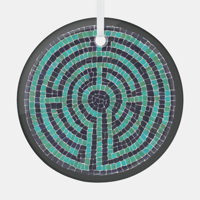 LABYRINTH III Glass Circle Ornament (Front)