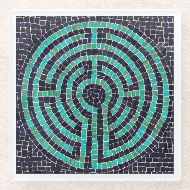 LABYRINTH III Glass Coaster - White (Front)