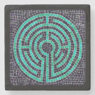 LABYRINTH III Marble Stone Coaster - Black