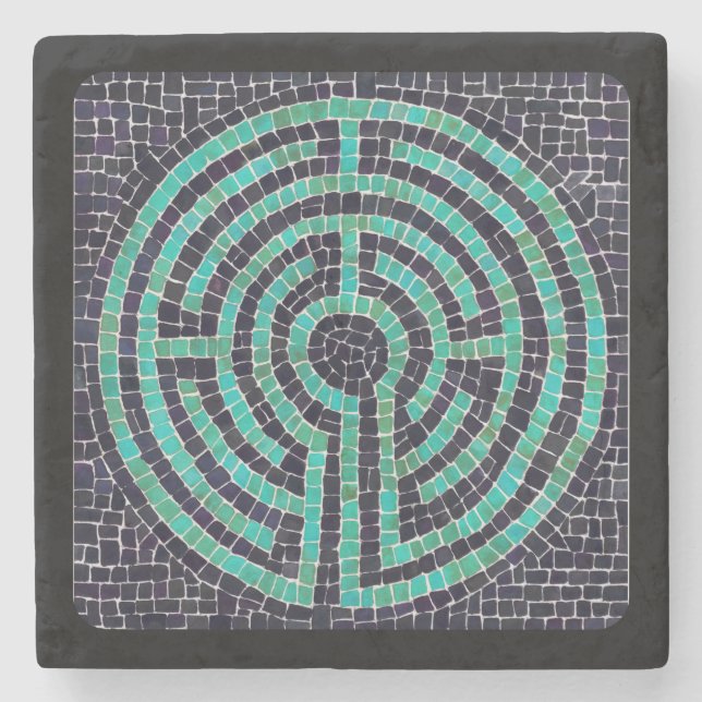 LABYRINTH III Marble Stone Coaster - Black (Front)