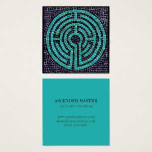 LABYRINTH III Square Business Card - Turquoise