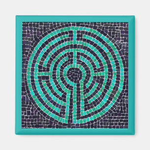 LABYRINTH III Square Magnet - Turquoise