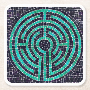 LABYRINTH III Square Paper Coasters - White