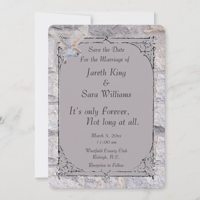 Labyrinth It’s Only Forever Wedding Save the Date (Front)