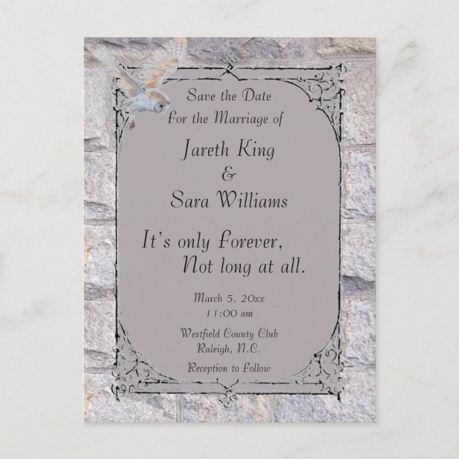 Labyrinth It’s Only Forever Wedding Save the Date Announcement Postcard (Front)
