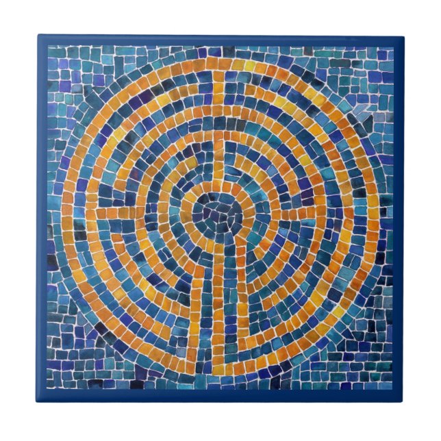 LABYRINTH IV 4.25x4.25 Ceramic Tile - Blue (Front)
