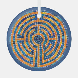 LABYRINTH IV Glass Circle Ornament