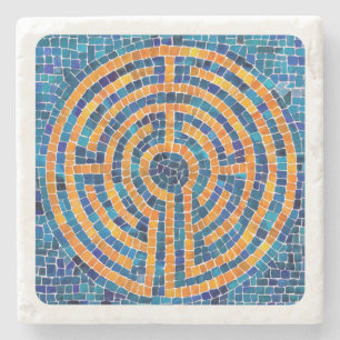 LABYRINTH IV Marble Stone Coaster - White