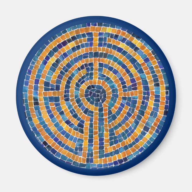 LABYRINTH IV Round Magnet - Blue (Front)