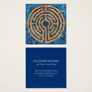LABYRINTH IV Square Business Card - Blue