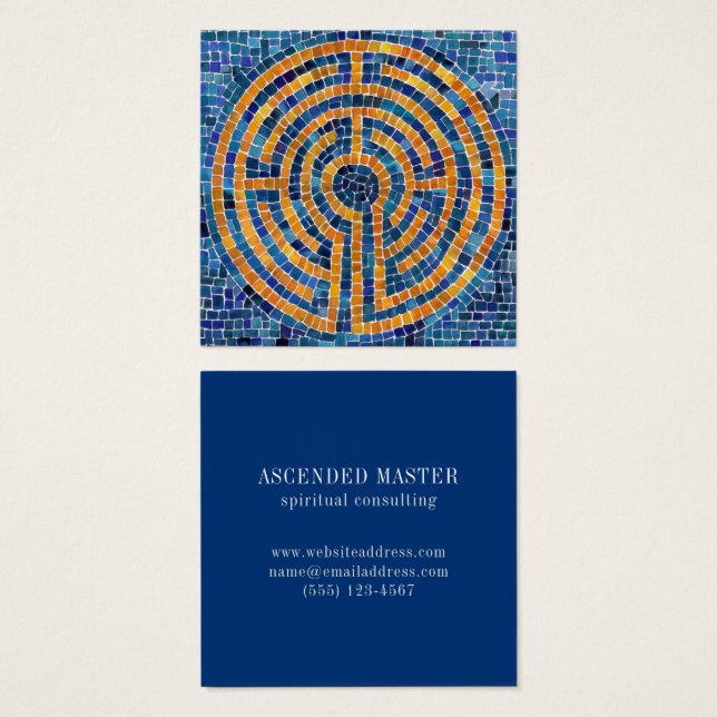 LABYRINTH IV Square Business Card - Blue (Front & Back)
