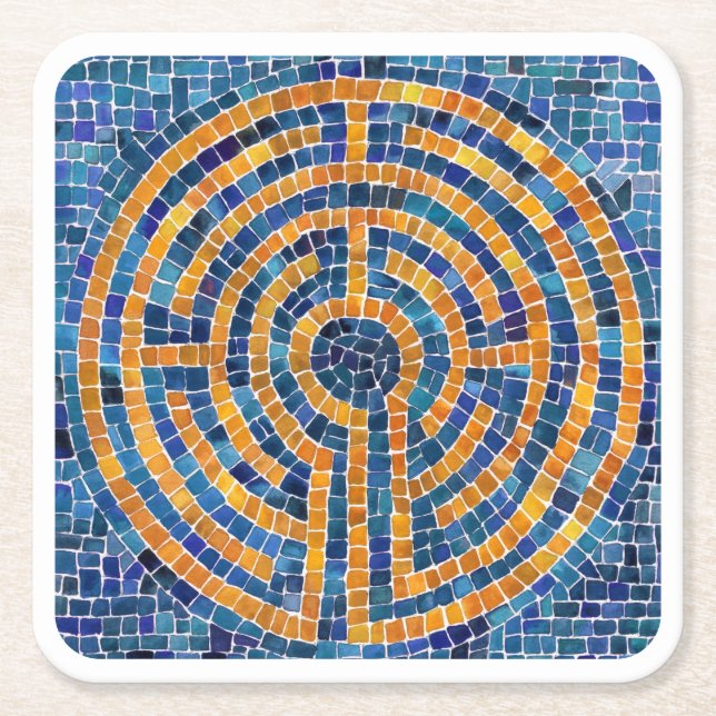 LABYRINTH IV Square Paper Coasters - White (Front)