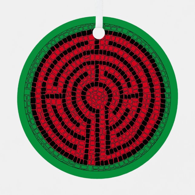 LABYRINTH IX Metal Circle Ornament (Front)