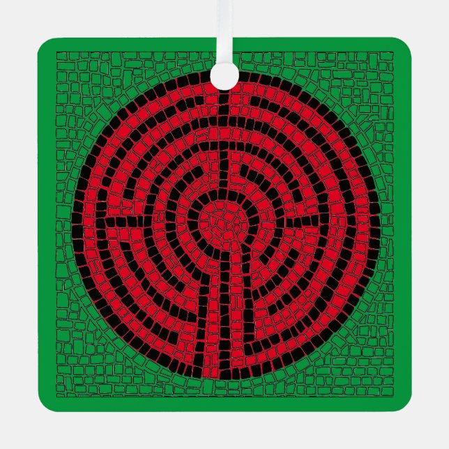 LABYRINTH IX Metal Square Ornament (Front)
