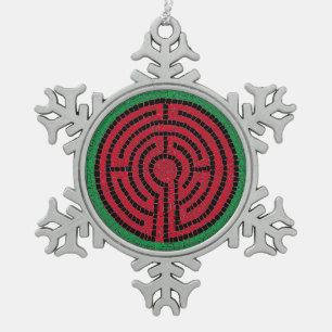 LABYRINTH IX Pewter Snowflake Ornament