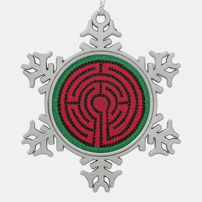 LABYRINTH IX Pewter Snowflake Ornament (Front)